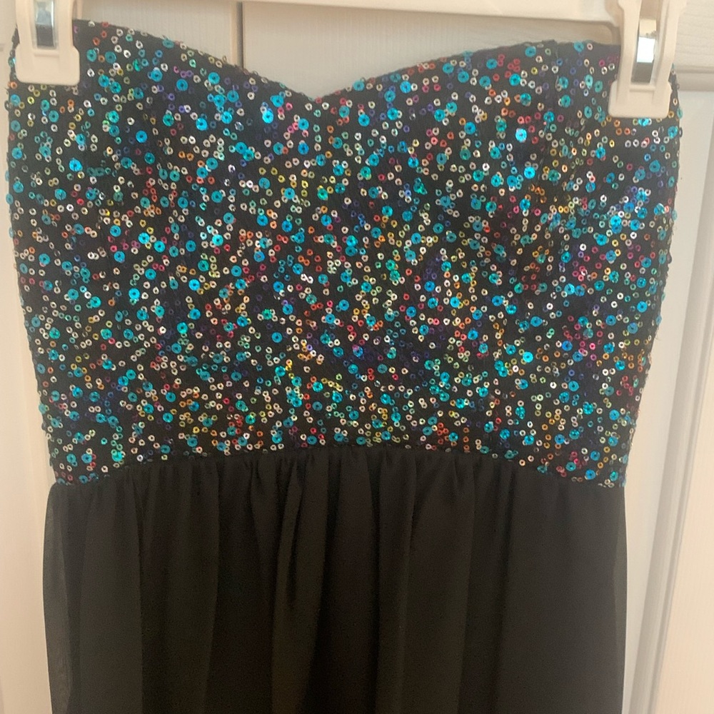 Black Sparkled Strapless Dress View 2
